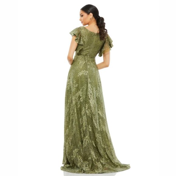 $798 Mac Duggal 20310 Womens Size 16 Olive Green Long Formal Gown Maxi Dress NWT - Picture 4 of 4